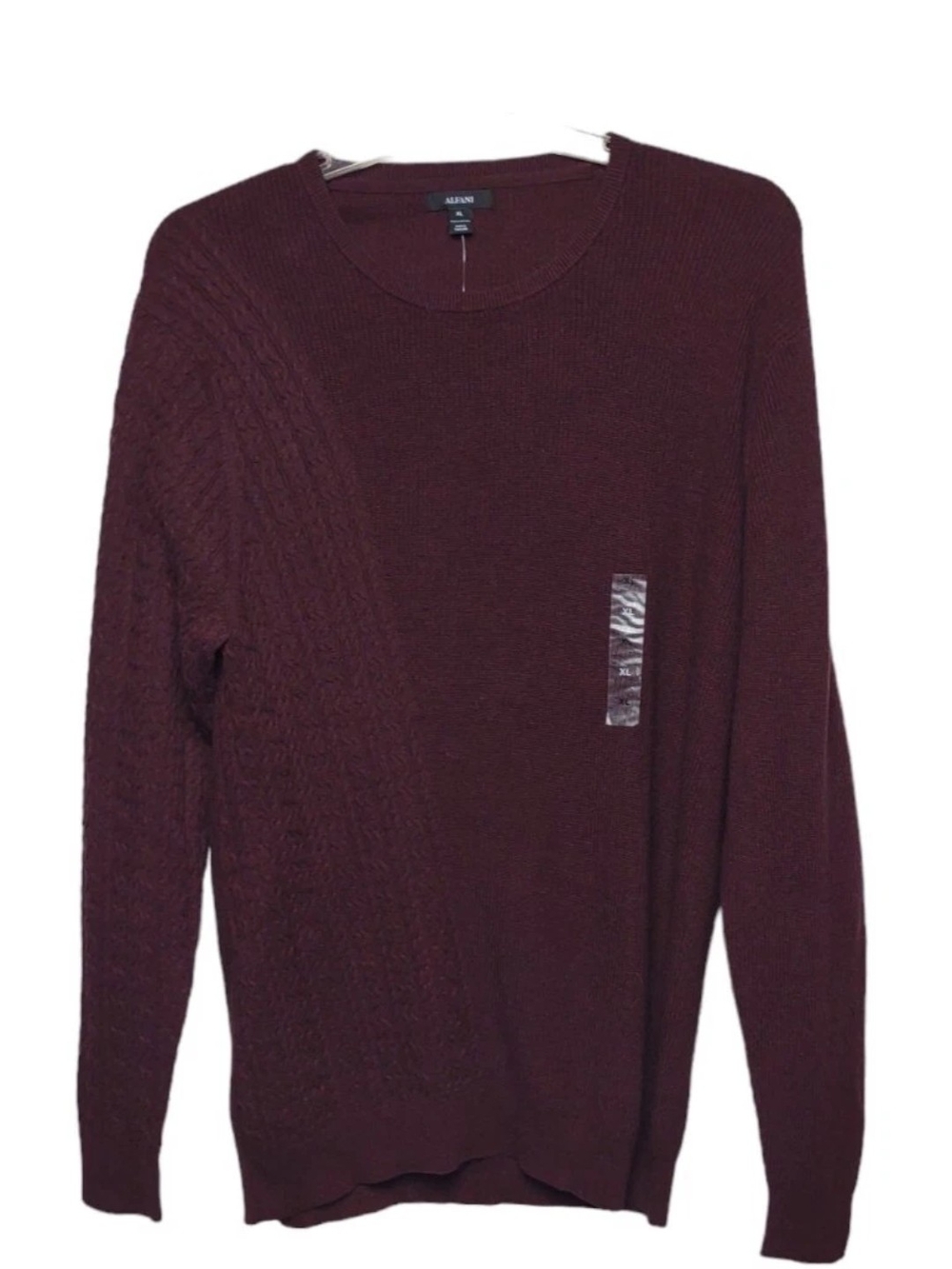Alfani Men's Maroon Cable Knit Crewneck Sweater